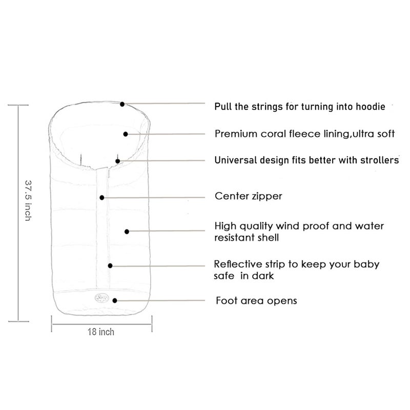 CozyMe Stroller Blanket Evelution, Stroller Footmuff Winter Toddler Universal Stroller Bunting Bag for 6-36 M, Waterproof Bunting Bag - Image 2